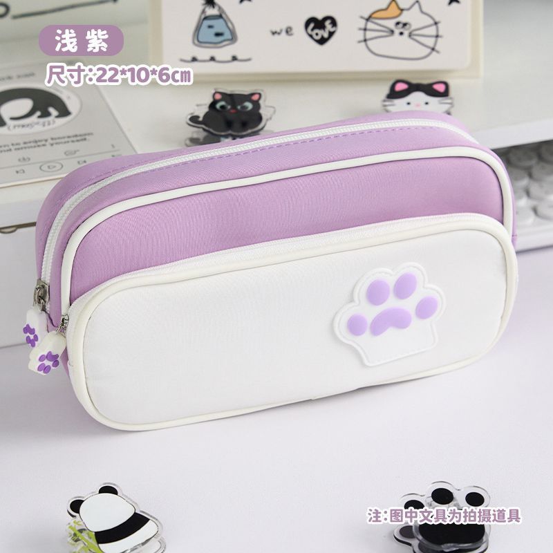猫爪笔袋高颜值ins风女生新款可爱初中生文具盒小学生简约铅笔盒|undefined