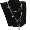 Fashionable retro accessory ancient style, metal turquoise nail sequins with tassels, necklace, European style