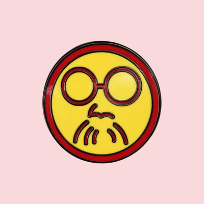 Sakamoto Daily Anime Merchandise Badge Fantasy Adventure Manga Enamel Pin with Glasses and Annoyed Expression Decoration
