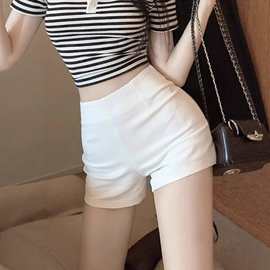 白色西装短裤女夏季辣妹女团a字下衣失踪休闲裤打底外穿高腰热裤