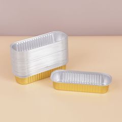 Golden Rectangular Disposable Aluminum Foil Takeout Box for Sea Cucumbers, Oven-Safe Baking & Grilling Dish, and Durian-Ready Container