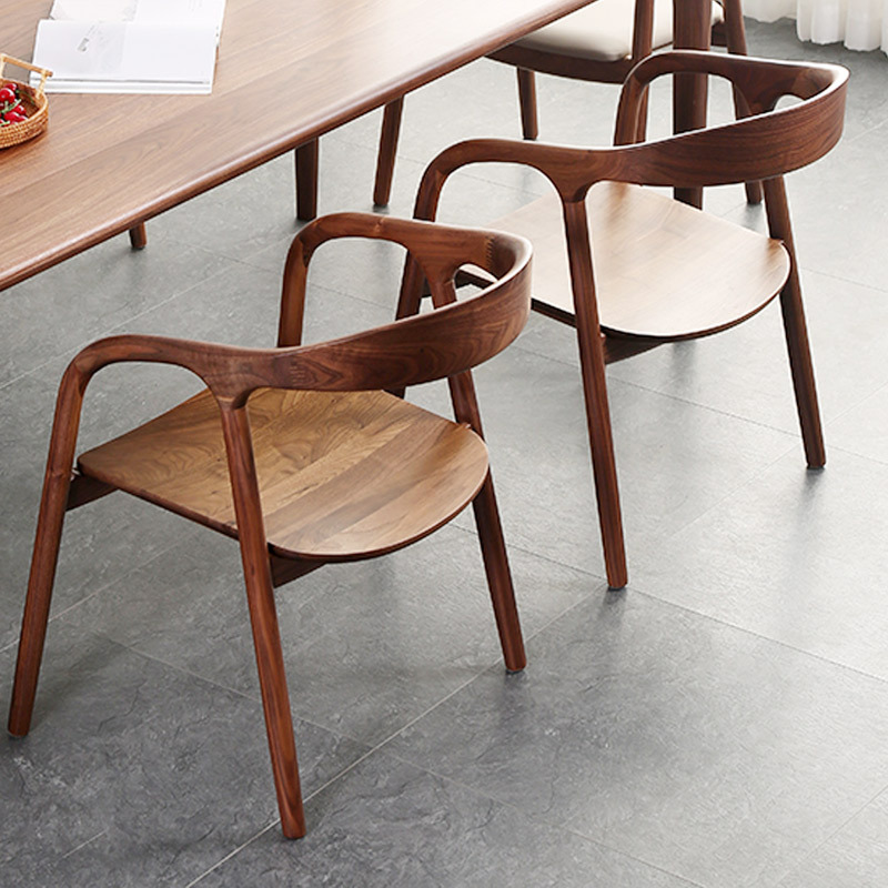 北美黑胡桃木扶手椅現代簡約榫卯沙發椅子全實木書桌椅餐廳餐桌椅
