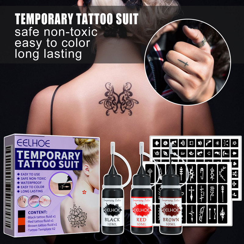 EELHOE juice tattoo suit waterproof temporary juice skin tattoo liquid hollow pattern tattoo template