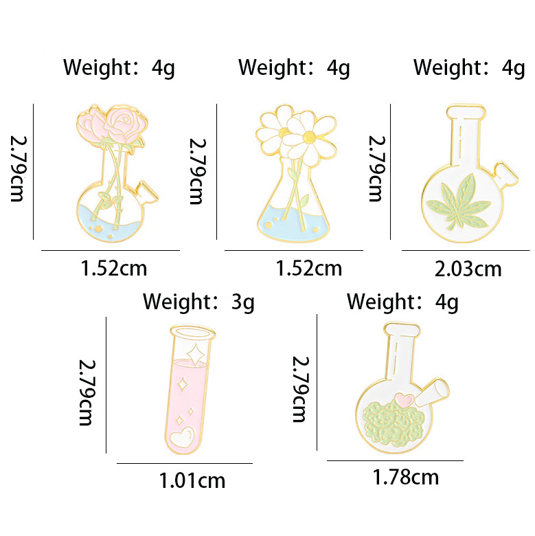 Serie de química creativa Broche Florero de dibujos animados Mochila Decoración Hebilla Personalidad Accesorios de insignia de aleación de todo fósforo