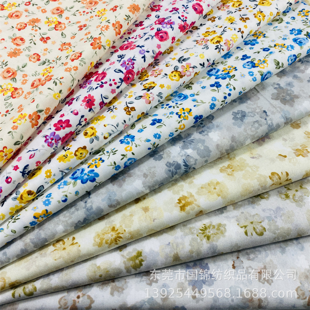 热销新款印花布 全棉40支府绸印玫瑰花 春夏款童装女装服装面料