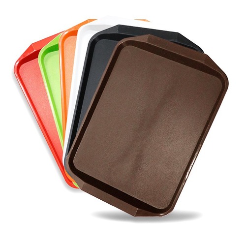 Plastic tray rectangular fast food tray commercial restaurant plate non-slip tray thickened storage tray drain serving tray