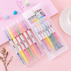 Double-ended highlighter pen for students to mark key points and make notebooks, color pens, creative school supplies, drawing and graffiti highlighter pens