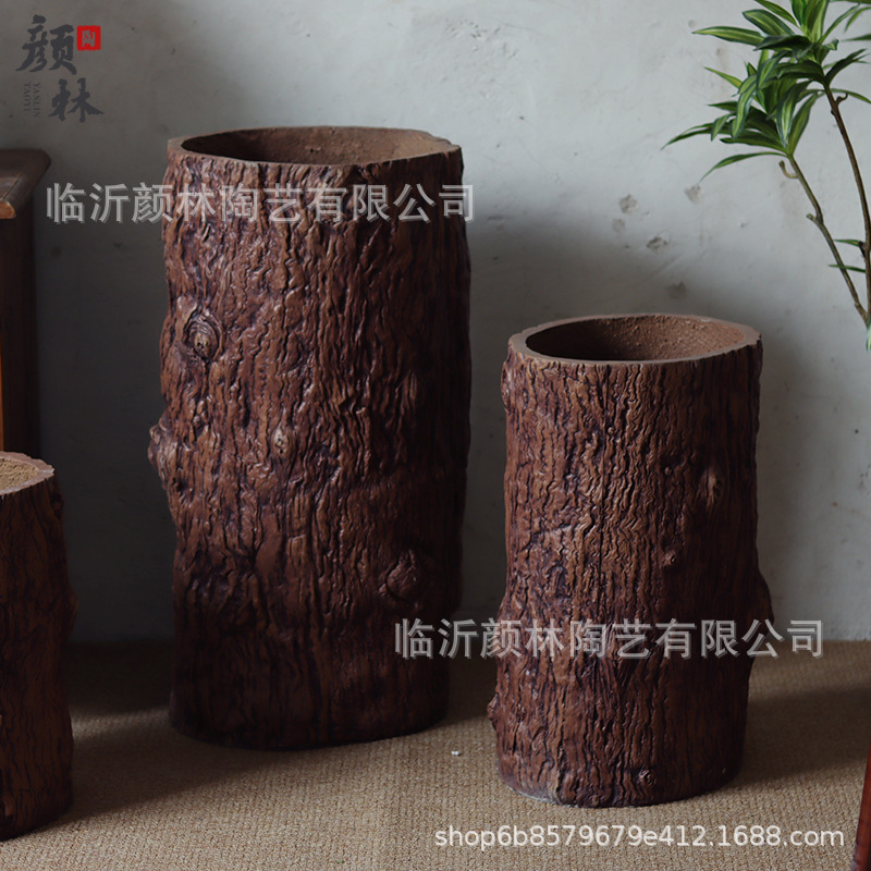 imitación de tocón de cemento maceta de flores de plantación verde silenciosa plantación de flores de suelo hotel residencial gran jarrón retro paisaje decoración ornamental