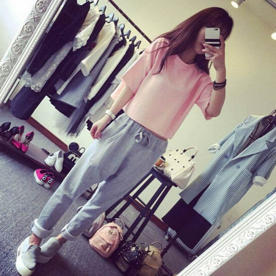 Новинка весны 2022, футболка с короткими рукавами в корейском стиле, повседневные штаны-шаровары с девятью точками, комплект из двух предметов, спортивный костюм bestie sister