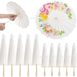 手绘纸伞diy手工绘画空白小纸伞幼儿园儿童漂漆油纸伞批发
