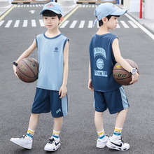新款夏季男童背心套装中大童休闲2024外贸儿童运动两件套篮球服潮
