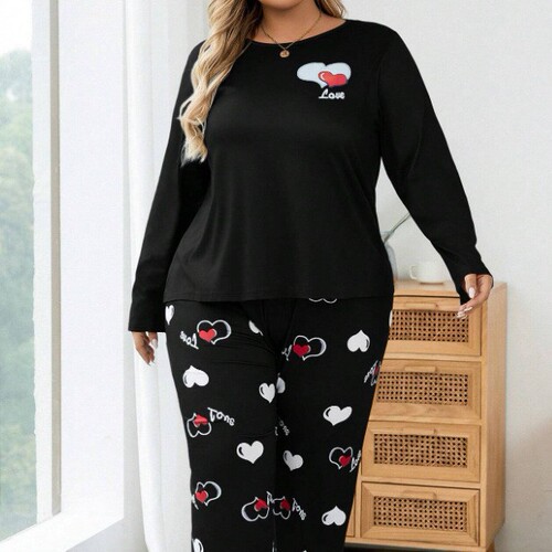 Temu European and American style large-size home wear, enlarged and fatter women's re-trousers, pajamas set, light luxury