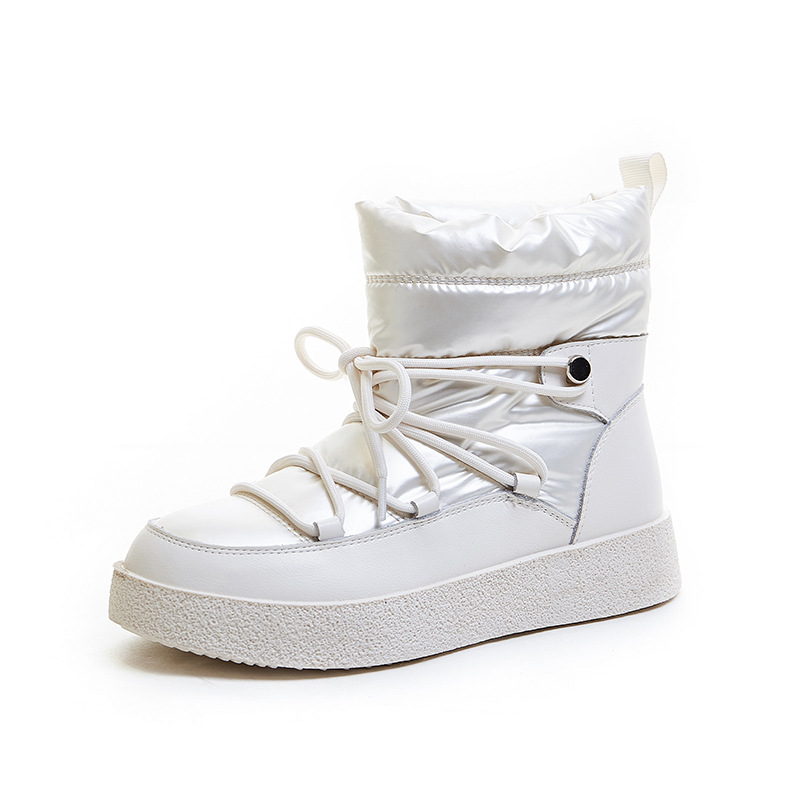 Botas de nieve para mujeres 2023 invierno nuevas botas cortas casuales estilo coreano impermeable forrado de lana gruesa caliente estudiante nieve botas de algodón