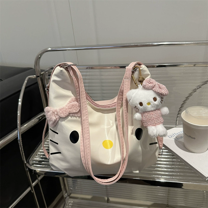 Hello kitty, Cartoon рюкзак, милый держатель для карт через плечо, вместительный одноплечий мешок с бантом