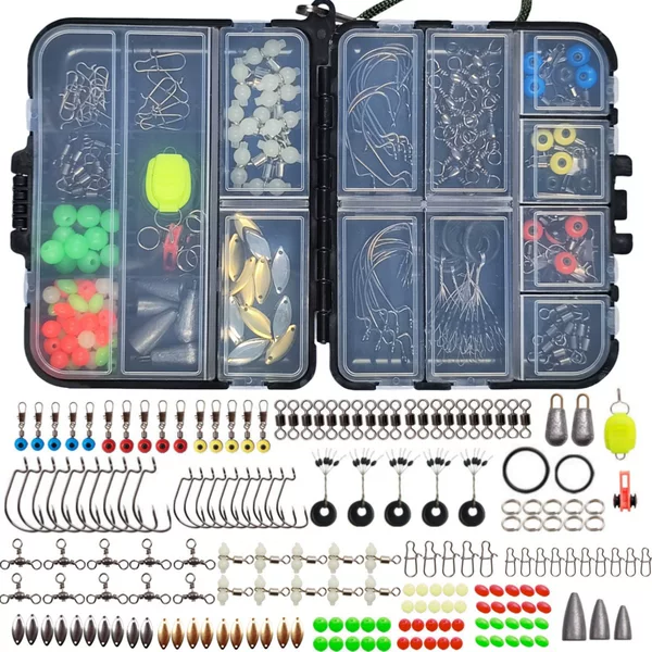 183Pcs Fishing Accessories Set Portable Storage Box Space Bean Luminous Gourd Turning Ring, Fishing Accessories Cover