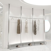 服装店顶天立地弧形半圆形展示架现代货架上墙立柱壁挂衣架陈列架