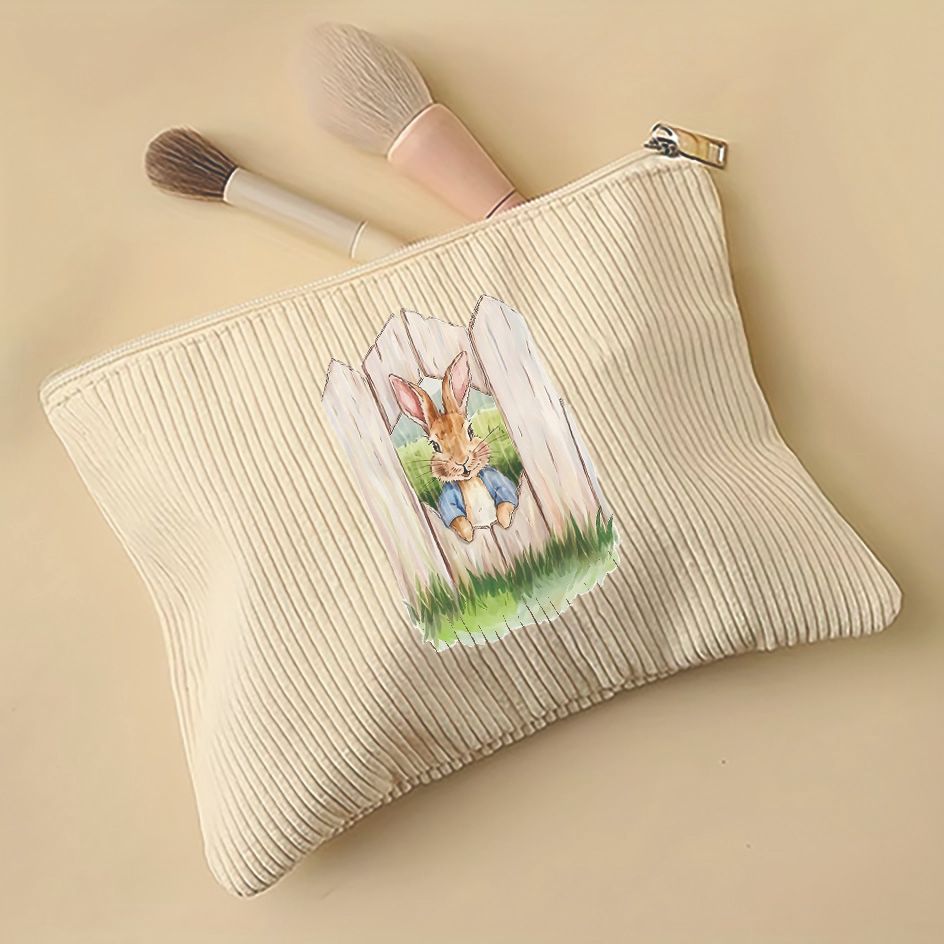 Amazon TEMU vacaciones conejo serie de animales patrón de cordillera zipper bolsa de maquillaje ligera