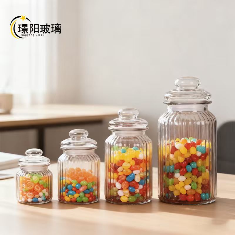 Wholesale Glass Sealed Jars, Transparent Vertical Pattern Glass Pickle Bottles, Pickle Jars, Multi-Functional Sealed Storage Jars in Stock
