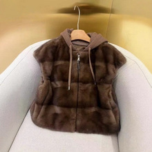 2025女款进口小母貂口袋短款连帽百搭修身设计高级感拉链时尚简约