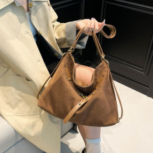 跨境简约大容量托特包女包2025新款磨砂单肩包多功能双肩两用背包