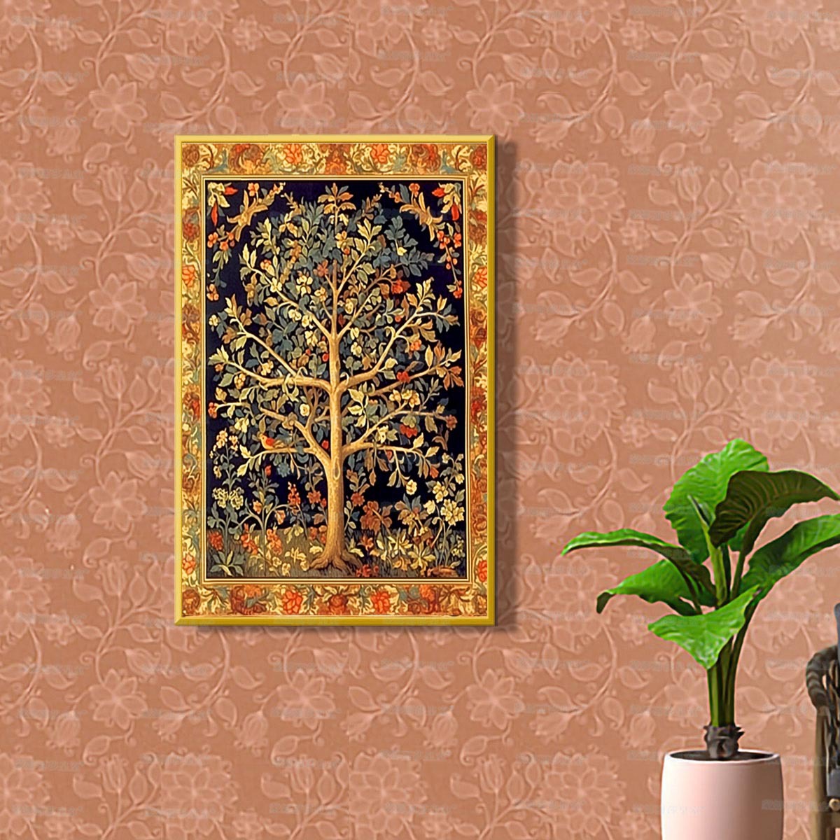 Mona Lisa Real Morris árbol de la vida nueva edición del hogar vida dormitorio sala de estar puerta de entrada línea hecha a mano image 3