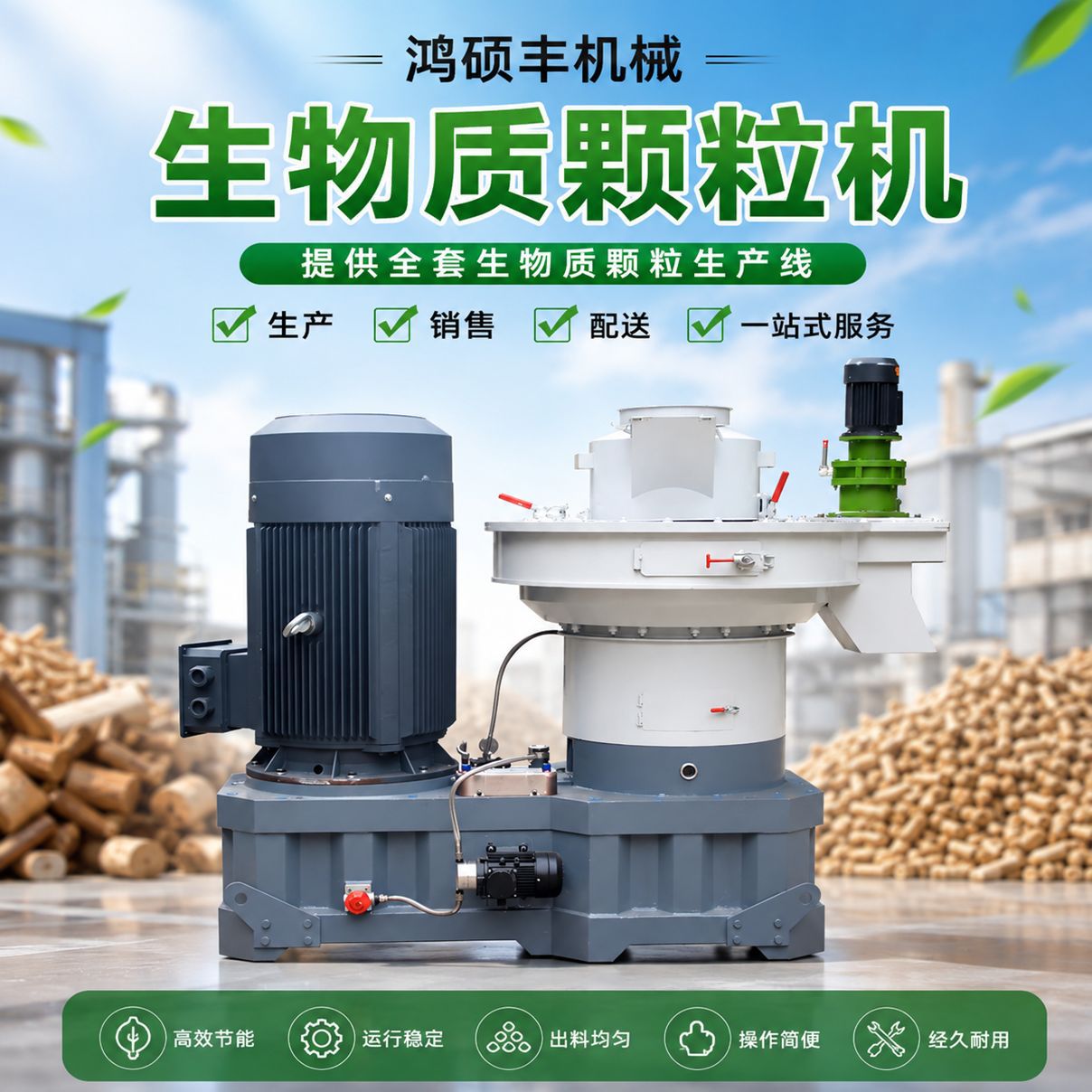 木材生物质燃料颗粒机木屑秸秆稻壳造粒机锯末压缩颗粒生产线设备