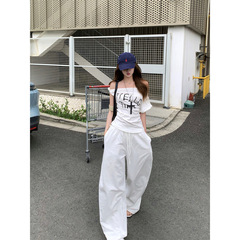 ワンショルダーツイストホワイト半袖Tシャツレディース夏レタープリントスリムフィットホットガールユニークな万能トップ