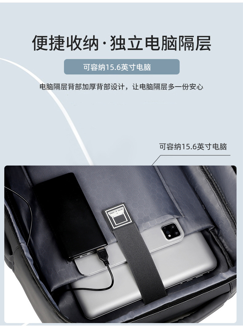 Men's backpack for business, leisure and commuting, multi-functional large-capacity computer backpack with USB leather film undefined