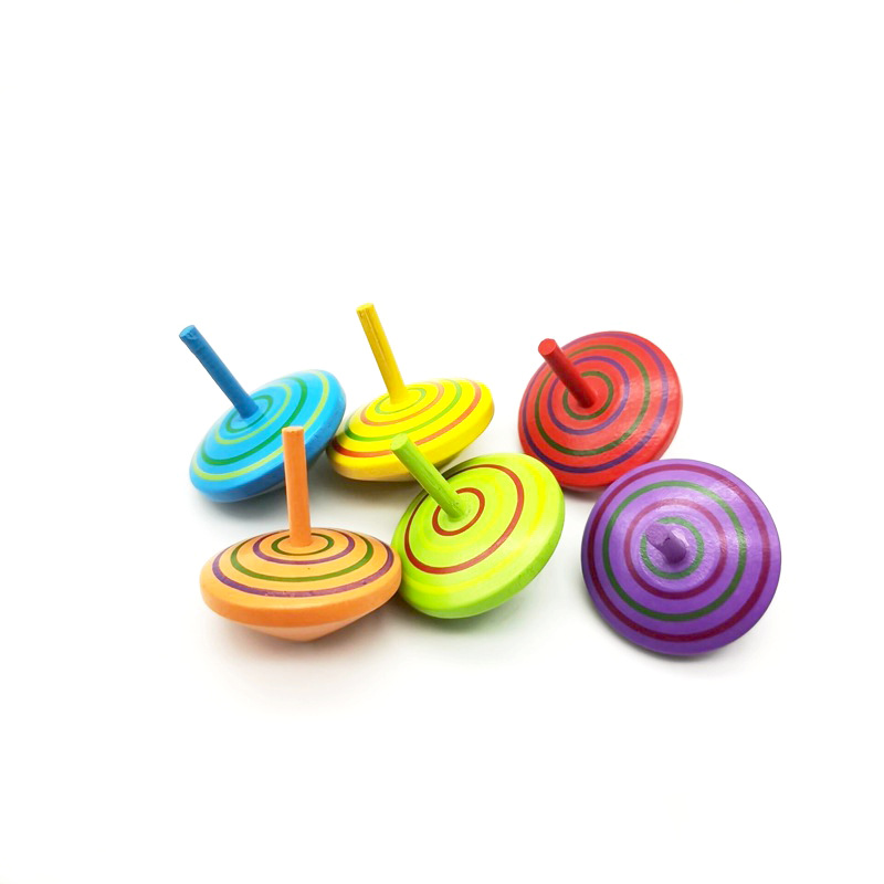 木制彩色小陀螺旋转减压怀旧儿童玩具小礼品趣味益智工艺品批发