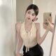 Sweet and Spicy Neck Camisole with Chest Pad Bow Camisole Lace V-Neck Pure Jacquard Slim-Fit Lace-Up Backless Top