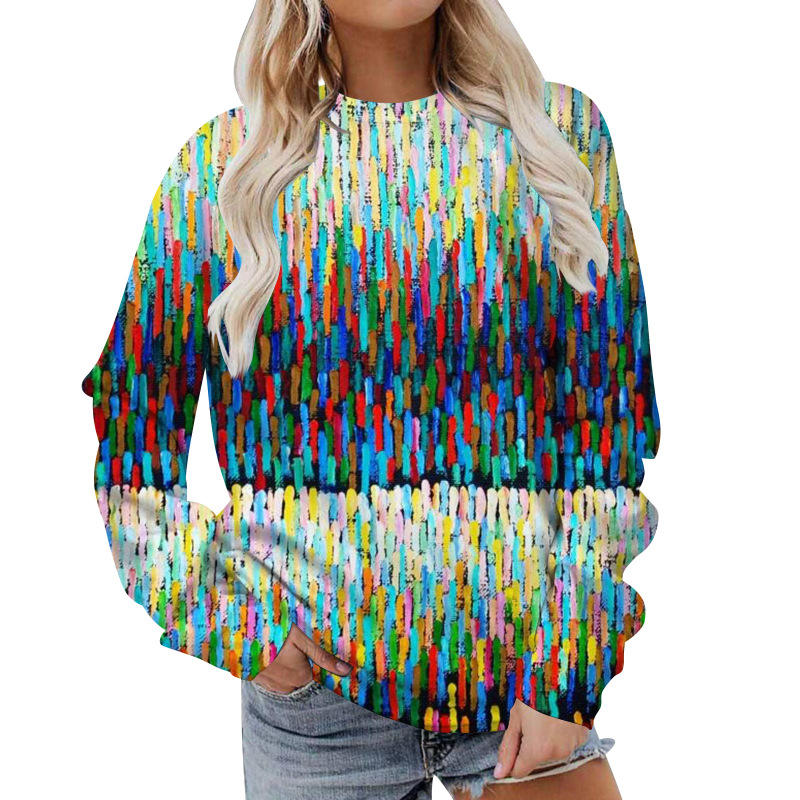 Amazon WISH New Women's Sweatshirt European and American Style Fashion Brand Round Neck Loose Sweatshirt Casual Pullover Jacket
