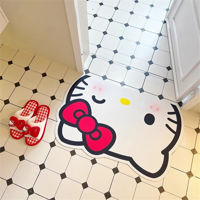 Cute Cat Bathroom Floor Mat, Dirt-Resistant, Non-Slip Diatomaceous Earth Mat for Bathroom and Toilet Entrance, Water-Absorbent and Quick-Drying Foot Mat