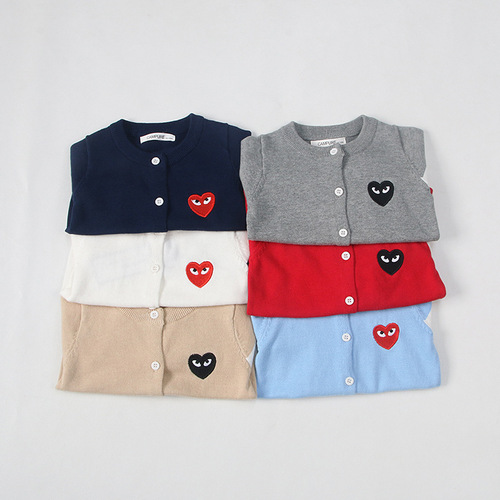 Children's sweater cardigan  trendy brand knitted boys and girls Japanese baby love cardigan small jacket cross-border exclusive supply