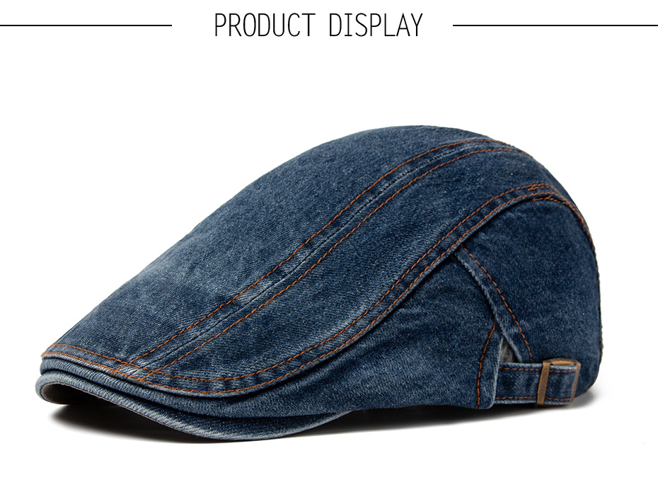 Berretto in denim lavato da uomo primaverile e autunnale, cappello a becco d'anatra in puro cotone con protezione solare, cappello femminile in stile britannico_voghion.com