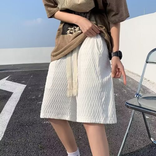 Summer thin fashion loose basketball shorts ice silk shorts men plain casual pants five-pocket sports pants Korean version beach