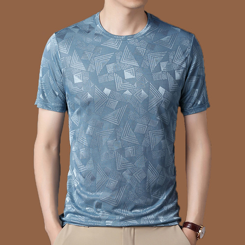 2025 Ice Silk Short-Sleeve Men's T-Shirt Summer Thin Loose Cool Drying Sports T-Shirt for Men Trendy