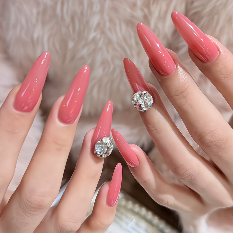 【Ling Luo Original】Early Summer Gentle Rose Pink Sparkling Diamond Ball Whitening Pure Desire Nude Pink Handmade Nail Art Wearable Nails 【Ling Luo Original】Early Summer Gentle Rose Pink Sparkling Diamond Ball Whitening Pure Desire Nude Pink Handmade Nail Art Wearable Nails
