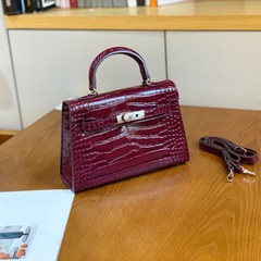 2025 新しいクロコダイル柄 pu バッグ女性のミニ第二世代ケリーバッグ女性のバッグショルダーハンドバッグクロスボーダーホットスタイルバッグ