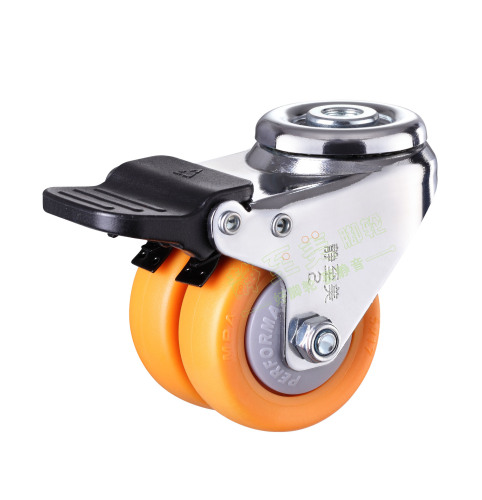 1.5 inch 2 inch hole top double row silent swivel caster load-bearing double wheel double bearing wheel with brake