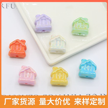 新款创意实色UV电镀亚克力奶油小房子散珠 DIY手机链饰品配件批发