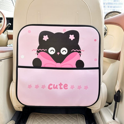 Pad Cute Bear Car Anti-Kick: Chair back anti-kick pad - bow-tie-cat-medium-anti-kick-pad