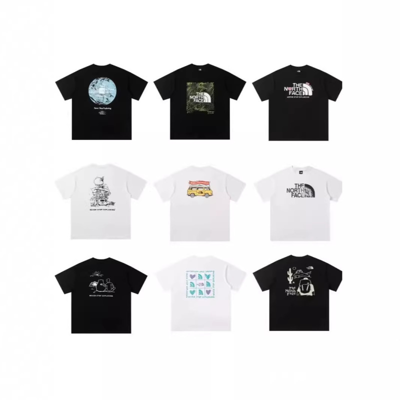 The North Face Pure Cotton T-Shirt 230g Unisex Couple Style Trendy Printed Loose Fashion Versatile Casual Wholesale The North Face Pure Cotton T-Shirt 230g Unisex Couple Style Trendy Printed Loose Fashion Versatile Casual Wholesale