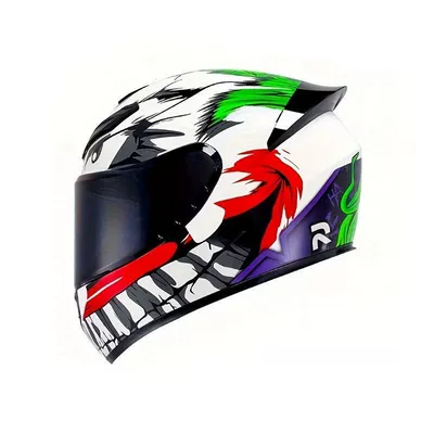 Motorcycle Safety Supplies — Helmet with Horns, Full-Face Helmet for - foreign-trade-model-clown-black-mirror-s
