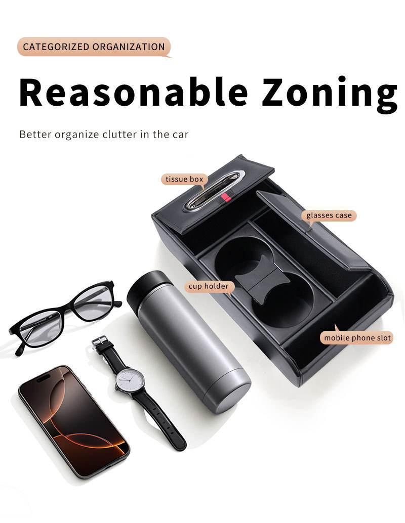 Cross-Border Car Armrest Box Heightening Pad Storage Box Tissue Box Cup Holder Car Multifunctional Storage Box Organizer