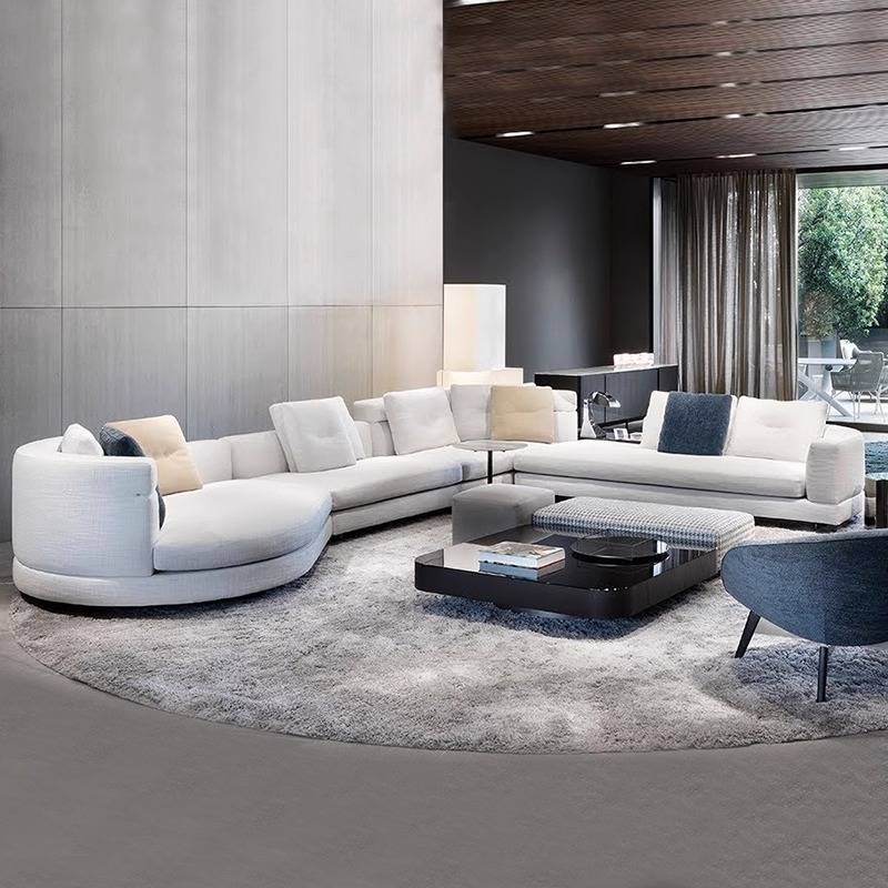 Diseñador de gran piso plano sofá semicircular sala de estar Alexander estilo minimalista italiano combinación de muebles de tela arqueada