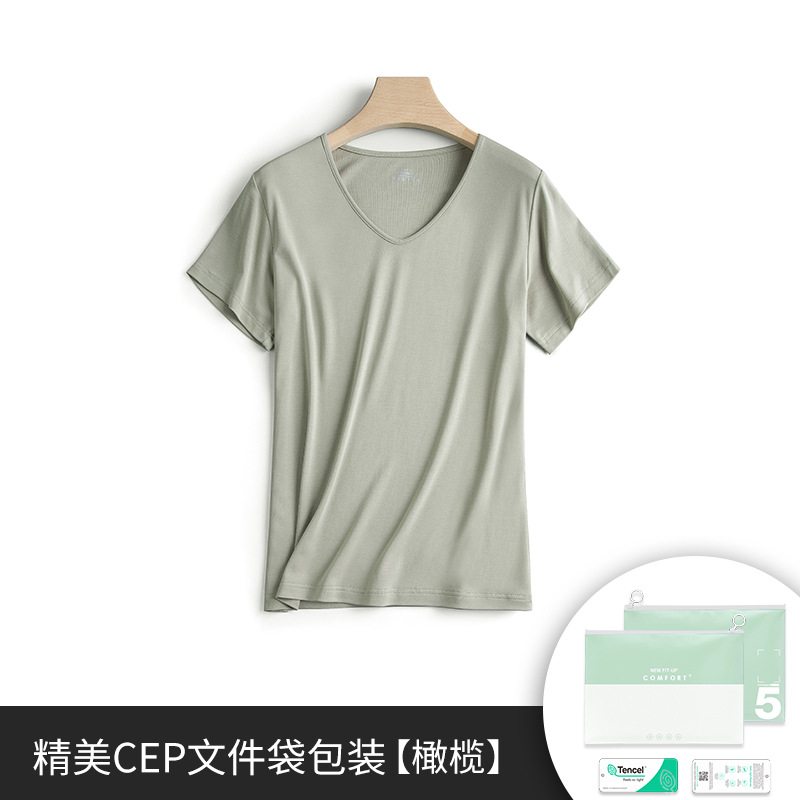 60 de doble cara modal de primavera y verano de las mujeres de manga corta de color sólido delgada parte superior interior se puede usar fuera de la camiseta de fondo en stock