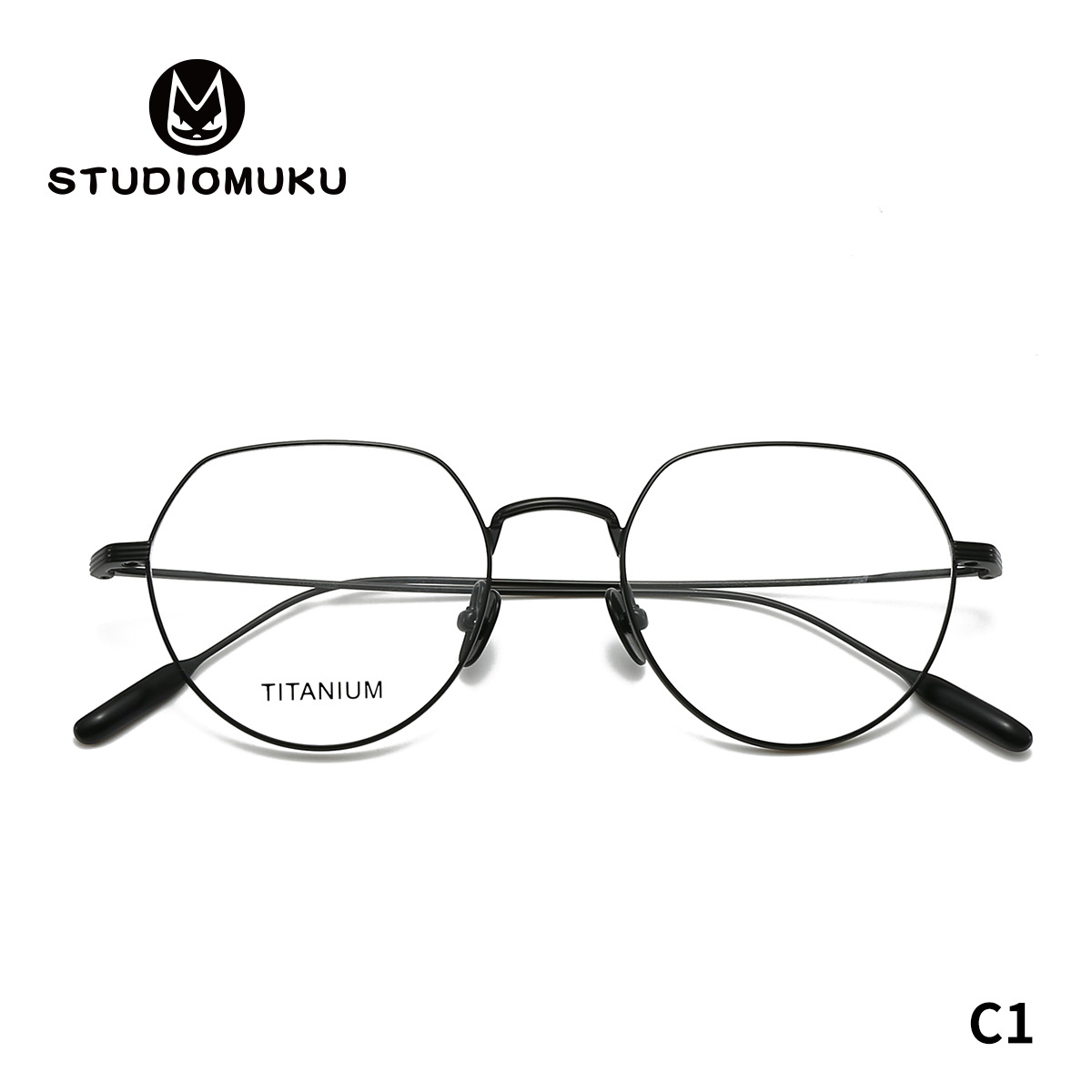 STUDIOMUKU gafas de madera superligera y cómoda poligonal marco de gafas de mujer temperamento abierto cuelga marco de gafas de hombre