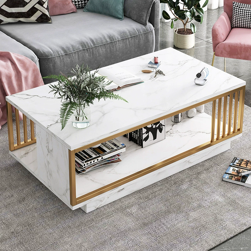 Журнальный столик для гостиной, элитный, современный, простой, двухъярусный, многофункциональный, новый стиль, для небольшой квартиры, напольный журнальный столик.