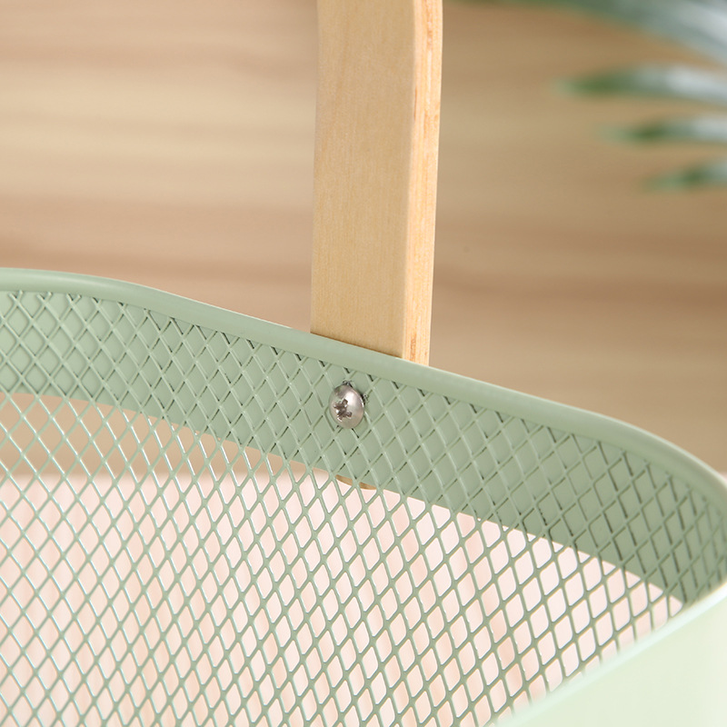 1051g Weight Storage Basket Storage & Cleaning 1 Piece Quantity Wood, Metal Material Color Block Pattern Nordic Style, Simple Style Style Multicolor Color Nordic Style Simple Style Color Block Wood Metal Storage Basket 17