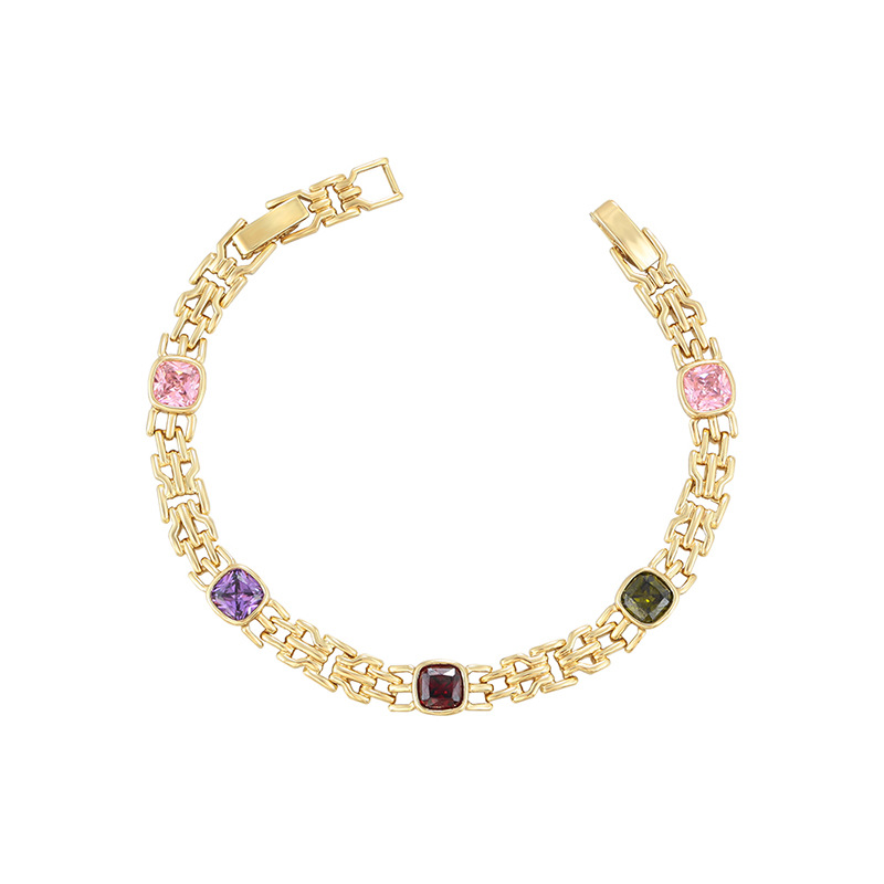 Xuping Europa y los Estados Unidos transfronterizos geometría cuadrada hueco pulsera de aleación de cobre chapado 14k color nicho personalidad joyería al por mayor mujeres